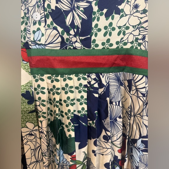 Dalia MacPhee long-sleeve floral pleated midi dress Large - Picture 11 of 12